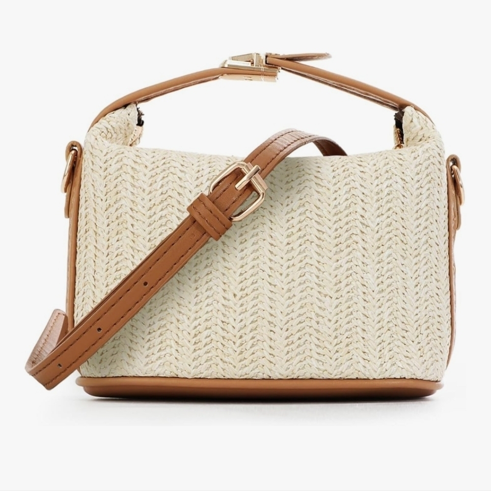 New Straw Woven Crossbody Bag – Raffia Look | Beige | new with flaw